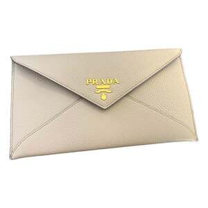 Prada Grey Vitello Grain Leather Long Envelope
